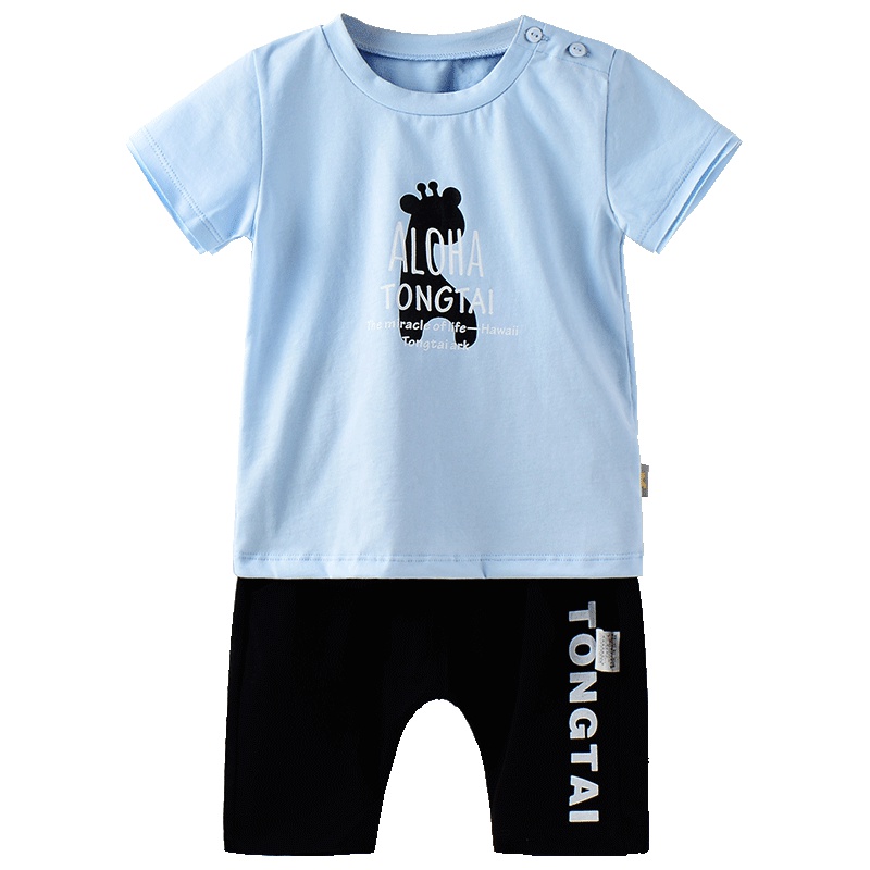 童泰TONGTAI婴童套装夏季纯棉半袖套装1-4岁男女宝宝短袖短裤两件套儿童通用110cm
