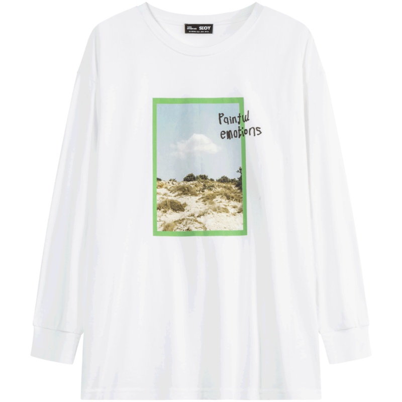 OtherMix白色打底T恤绿环保系列2021年新款棉长袖春季宽松内搭女