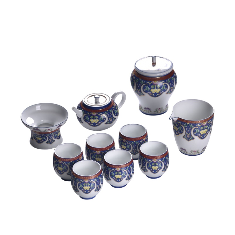 苏氏陶瓷 SUSHI CERAMICS 茶具套装 珐琅彩茶杯子手工描金陶瓷功夫茶具配小罐茶叶罐精美礼盒