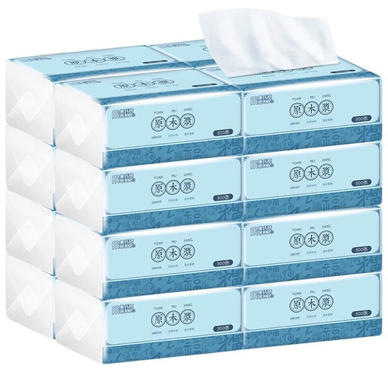 美纤奇原木抽纸餐巾纸批发纸巾整箱家庭装卫生纸家用实惠面巾纸福27包