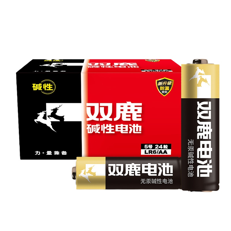 双鹿5号碱性电池24粒 适用于儿童玩具/遥控器/鼠标/话筒/闹钟五号/LR6/AA/电池