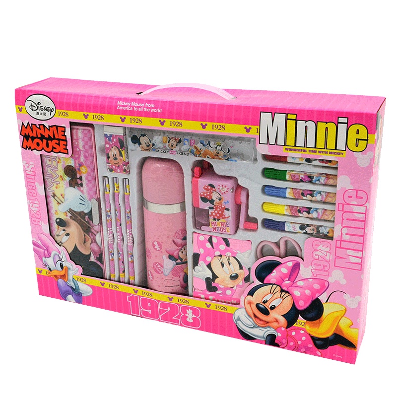 迪士尼文具礼盒 Z6003粉保温杯 铅笔盒套装小学生儿童学习文具大礼物包礼盒奖品 男女孩米奇学习用品套装 幼儿园生日礼品