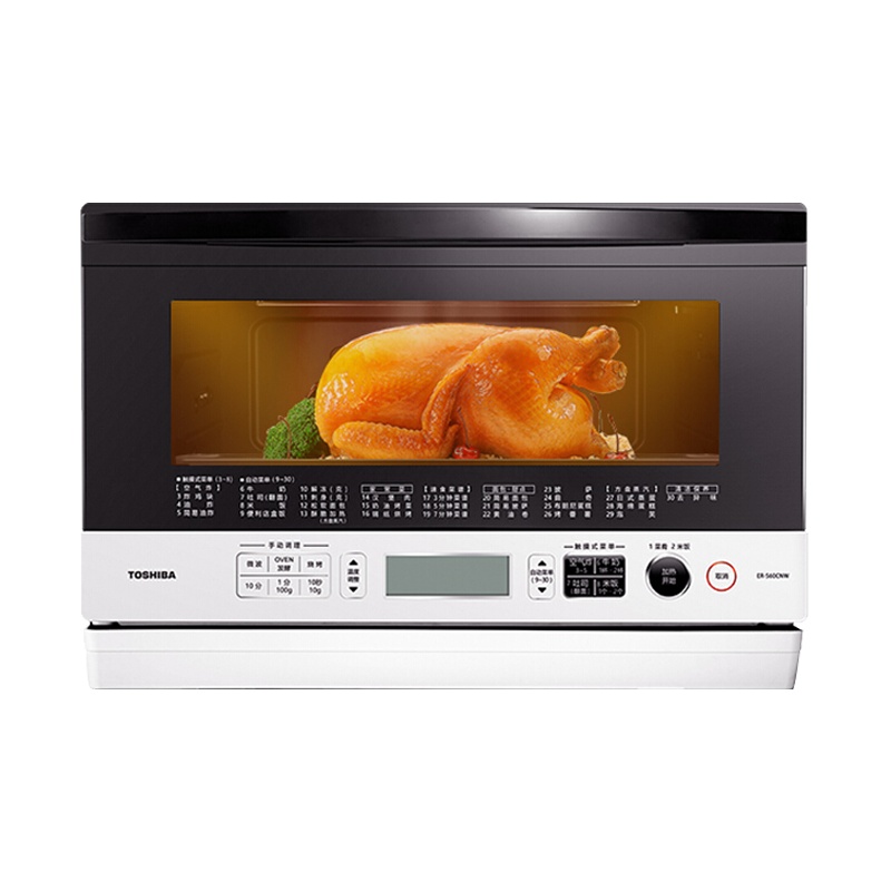 东芝(TOSHIBA)微波炉ER-S60CNW 原装进口 日本 家用烤箱 微波炉 台式变频 微烤一体机 智能石窑料理炉