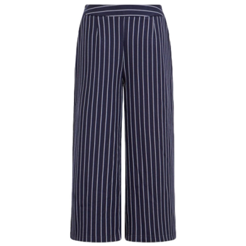【福利款】拉夏贝尔显瘦竖条纹七分阔腿裤宽松休闲裤