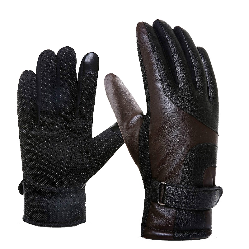 皮手套男士冬季触屏加厚加绒防风保暖摩托车户外防滑运动骑行防水
