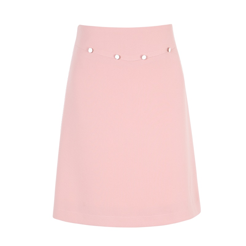 晚白2020夏季新品时尚百搭简约纯色高腰显瘦中长款A字裙半身裙女