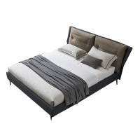 意梵 床 布艺床简约现代可拆洗双人床1.8米 北欧全实木婚床主卧榻榻米布床 BC7703