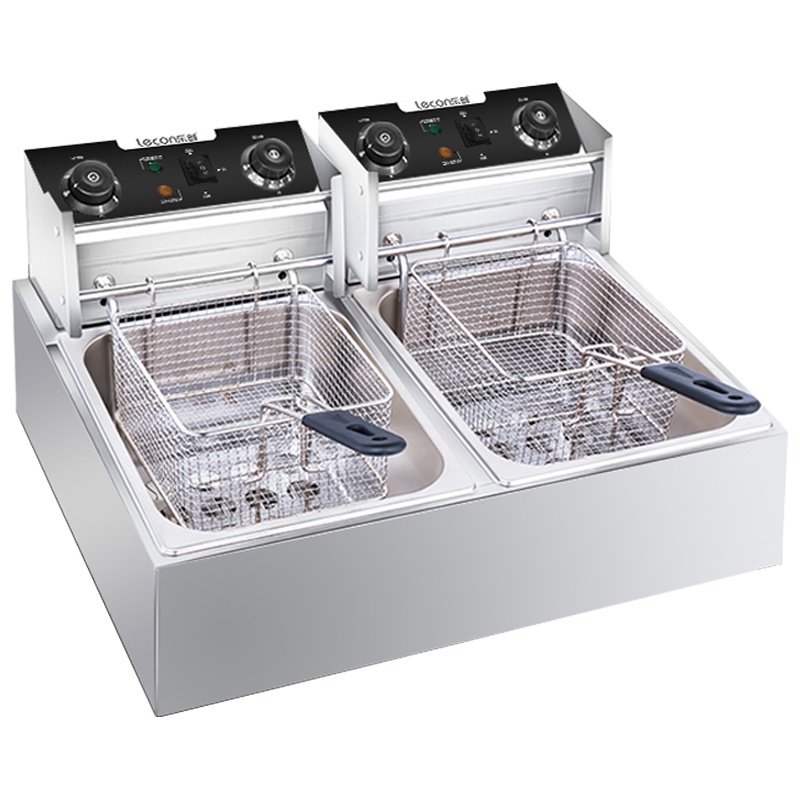 乐创(lecon)电炸炉 LC-DZL05S 商用油炸锅 10升双缸大容量 小吃炸串机炸薯条机炸油条机 5000W大功率