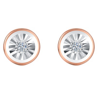 Ryual18K金泡泡钻石耳钉玫瑰金女士耳环彩金圆形镶钻耳饰 黄金计价款送女友恋人