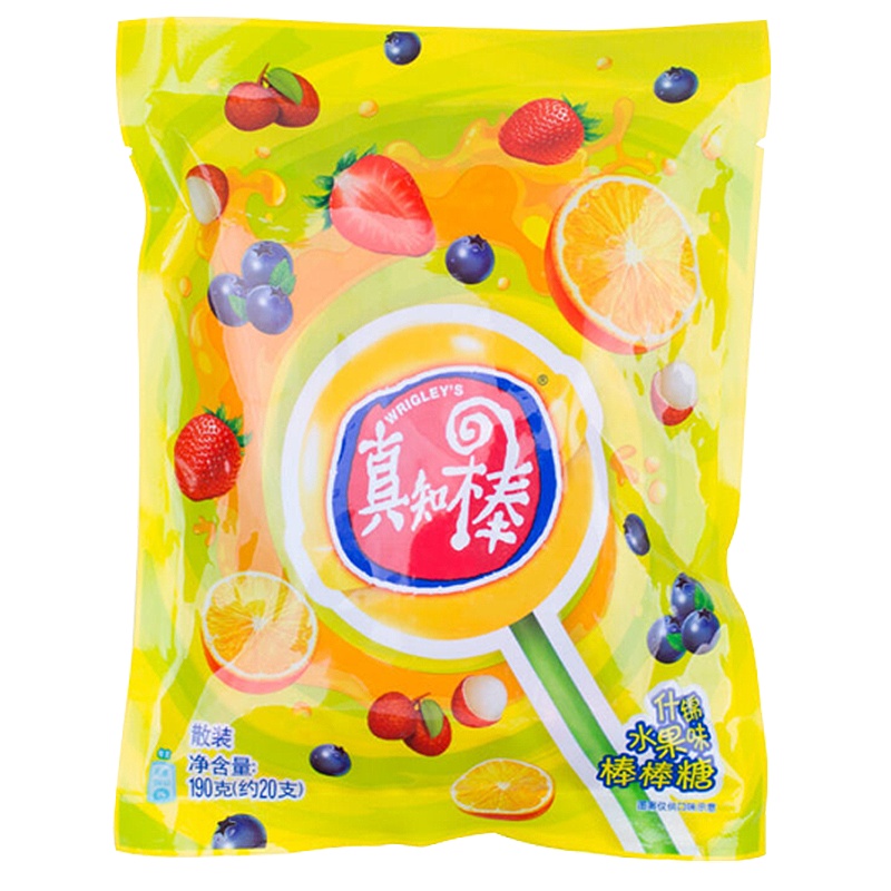 真知棒棒棒糖约20支混合口味装儿童糖果[若无独立包装,则为21支]