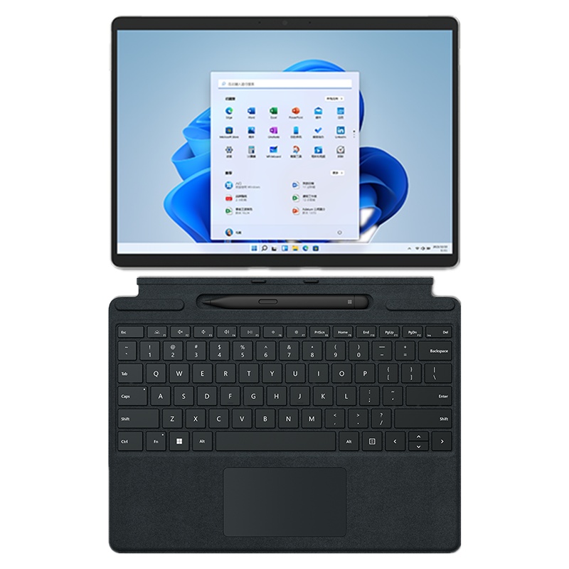 [配原装黑色键盘+笔]微软(Microsoft)Surface Pro8 8G 256G 11代i5-1135G7 二合一平板电脑 亮铂金/石墨灰 13英寸超窄边框触屏笔记本电脑