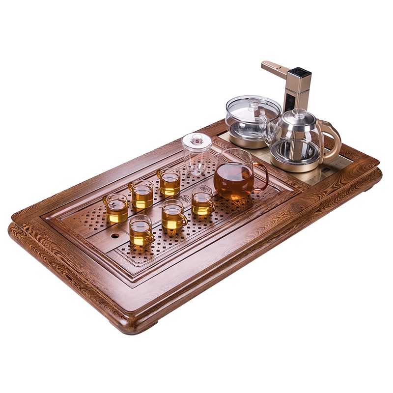 金杞(JINQI) 整套茶具全自动上水电热水壶耐热消毒烧水煮茶自动续水黑鸡翅木新中式茶盘202A款套装