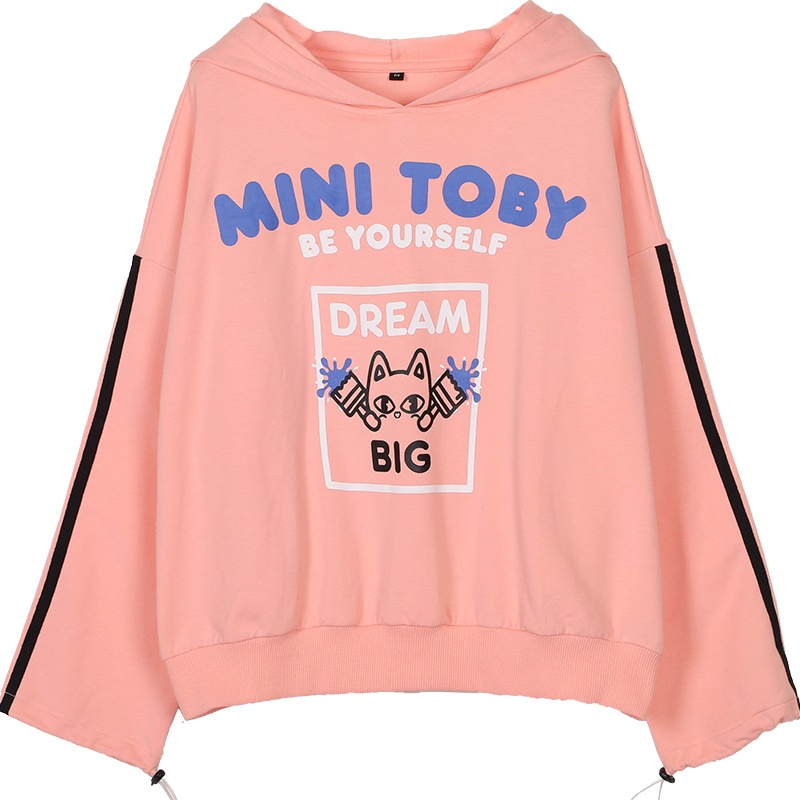 a02新款甜美少女萌趣印花袖口可调节宽松卫衣女DTU5AA041KT