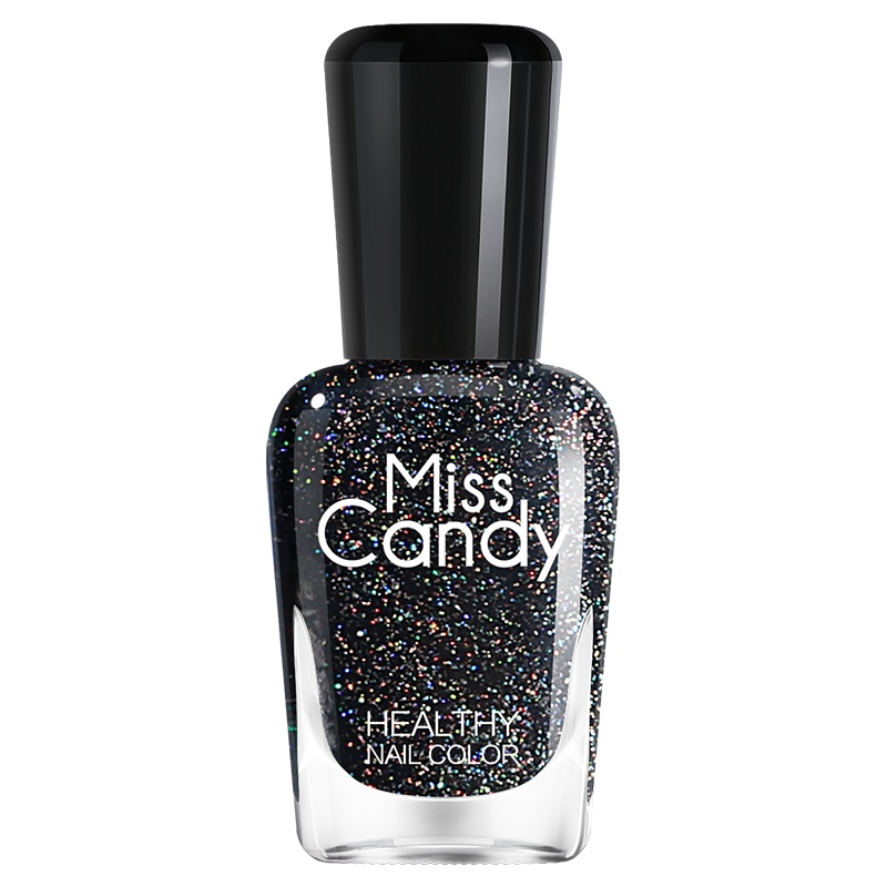 MissCandy健康甲油 无味可剥指甲油 亮片系列美甲 NE019黑澈/暗夜黑15ml