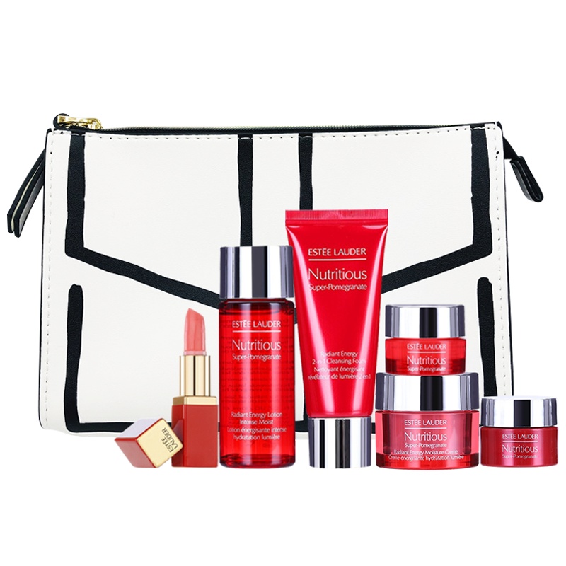 [国内专柜版]雅诗兰黛旅行护肤套装 红石榴5件套+唇膏+化妆包