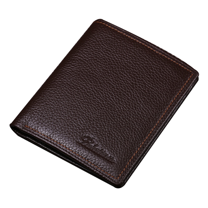 巴天弩皮具竖式短夹 男士钱包*1个 头层甩纹皮