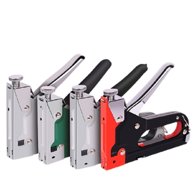 手动码钉枪三用打钉枪古达家用射钉枪t型马钉马丁枪u型木工打钉器钉机 电镀包胶款三用钉枪_6000枚钉