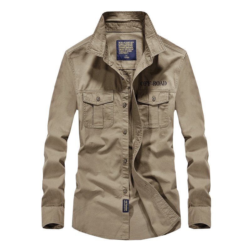 吉普JEEP官方旗舰正品男装长袖衬衫男夏天薄款工装纯棉外穿衬衣基础大众硬汉军旅风战术上衣JEEP SPIRIT