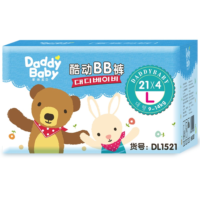 爹地宝贝(DADDY BABY)酷动BB裤 成长裤/拉拉裤 大码L84片(9kg-14kg) 新升级 添加丝肽蛋白