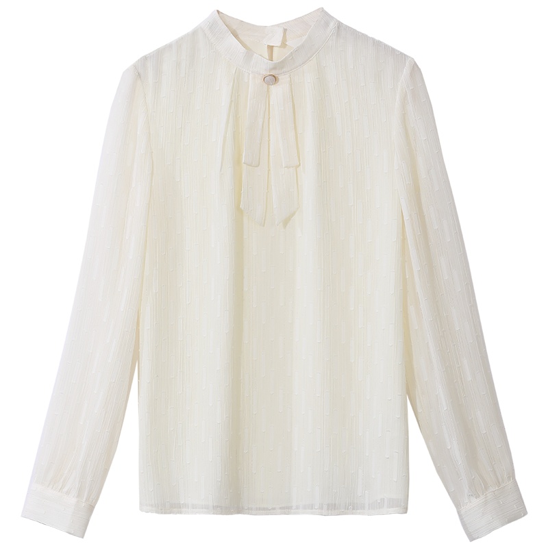 OSA春装2021年新款遮肚显瘦长袖雪纺衫女百搭小衫女高档洋气上衣