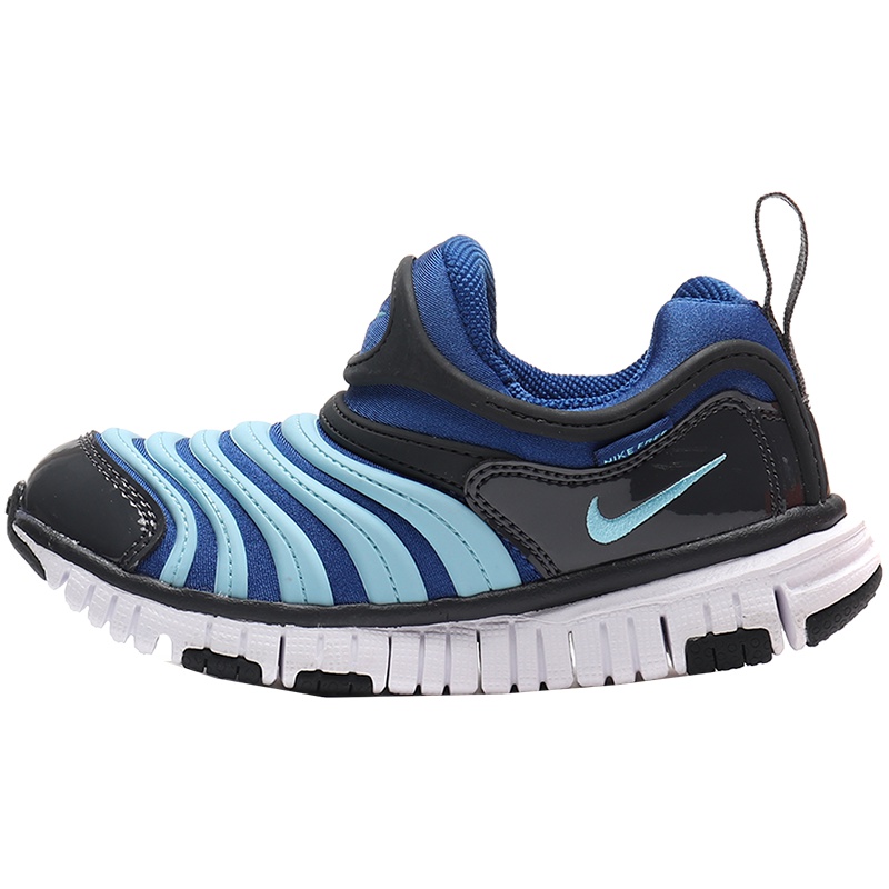 耐克男女大童跑步鞋毛毛虫轻便舒适一脚蹬运动鞋343738 343738-428力量靛青+撒视线蓝+煤黑+白