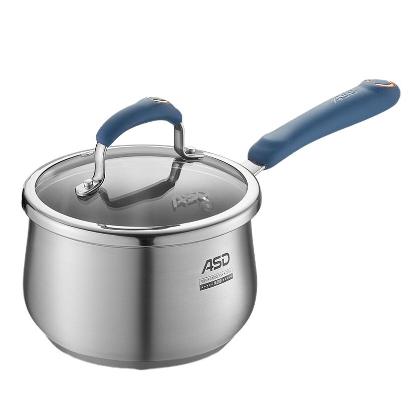 爱仕达 ASD 奶锅304不锈钢16CM加厚无涂层汤锅小奶锅婴儿宝宝辅食锅电磁炉通用GL1916B