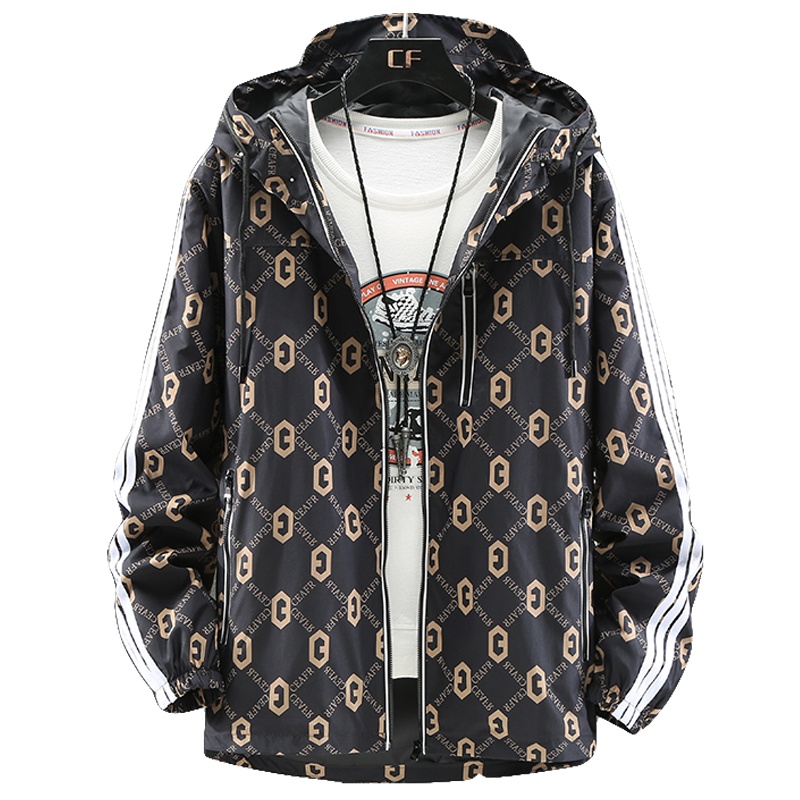 PMMP男士夹克外套春秋宽松胖子休闲百搭潮流新款迷彩工装风衣大码男装