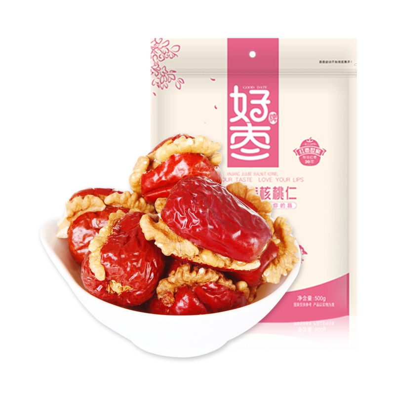 好牌和田枣夹核桃500g核桃枣夹心枣抱抱果特级和田枣办公零食