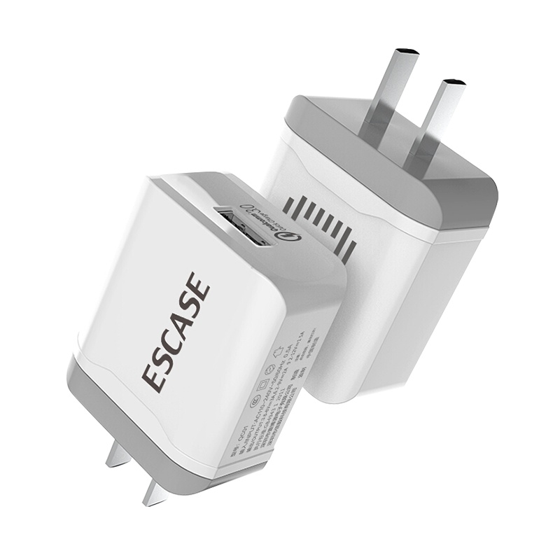ESCASE 苹果12/mini/Pro/promax充电器iphone充电头华为三星PD快充QC3.0插头QC01白