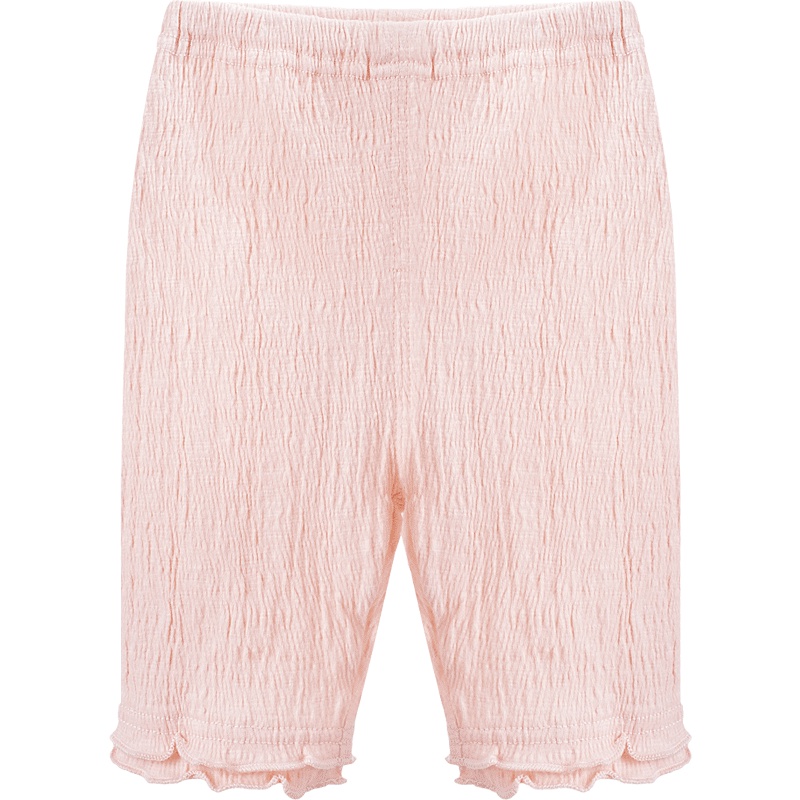 女童夏季纯色透气清凉木耳边裤口柔软公主五分裤1-5岁73-120码