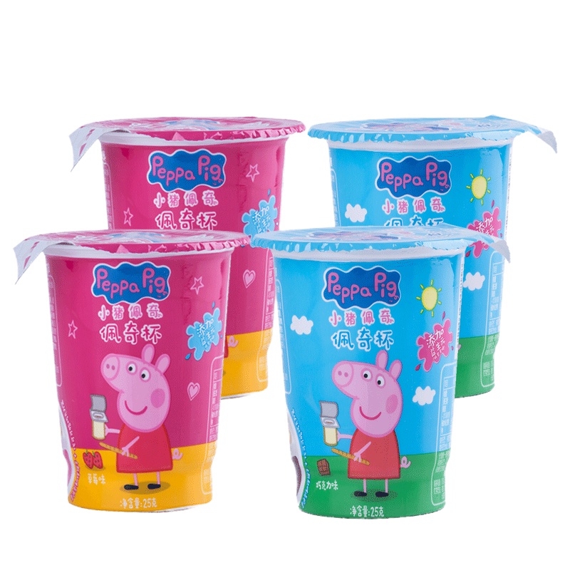 小猪佩奇PeppaPig蘸酱杯草莓味×2 巧克力味×2 组合装 4盒装 儿童零食