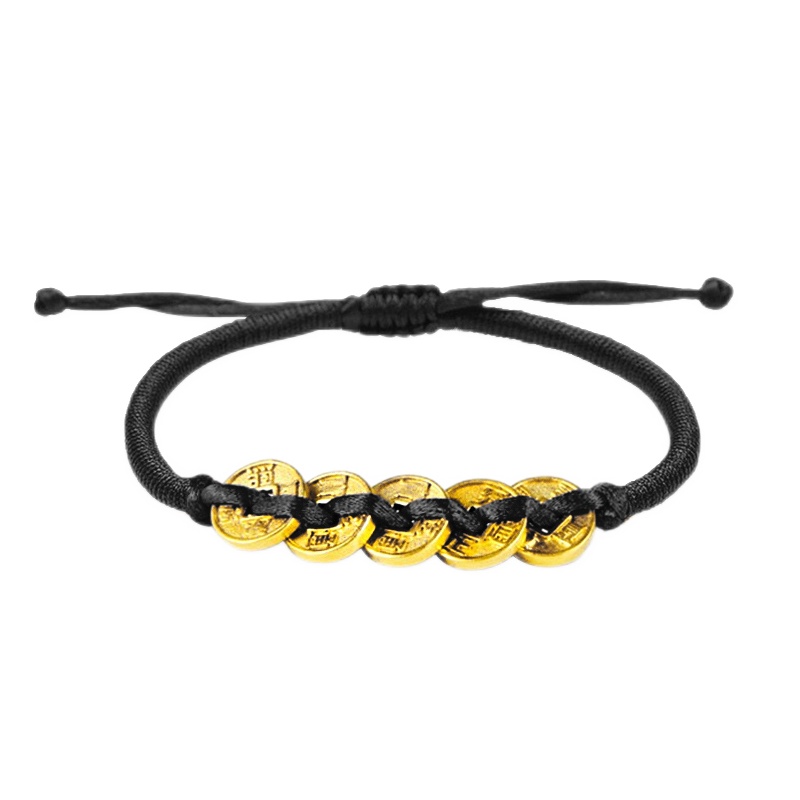 GZUAN古钻珠宝 五帝币 黄金足金3D硬金男女同款手链 YJS0018