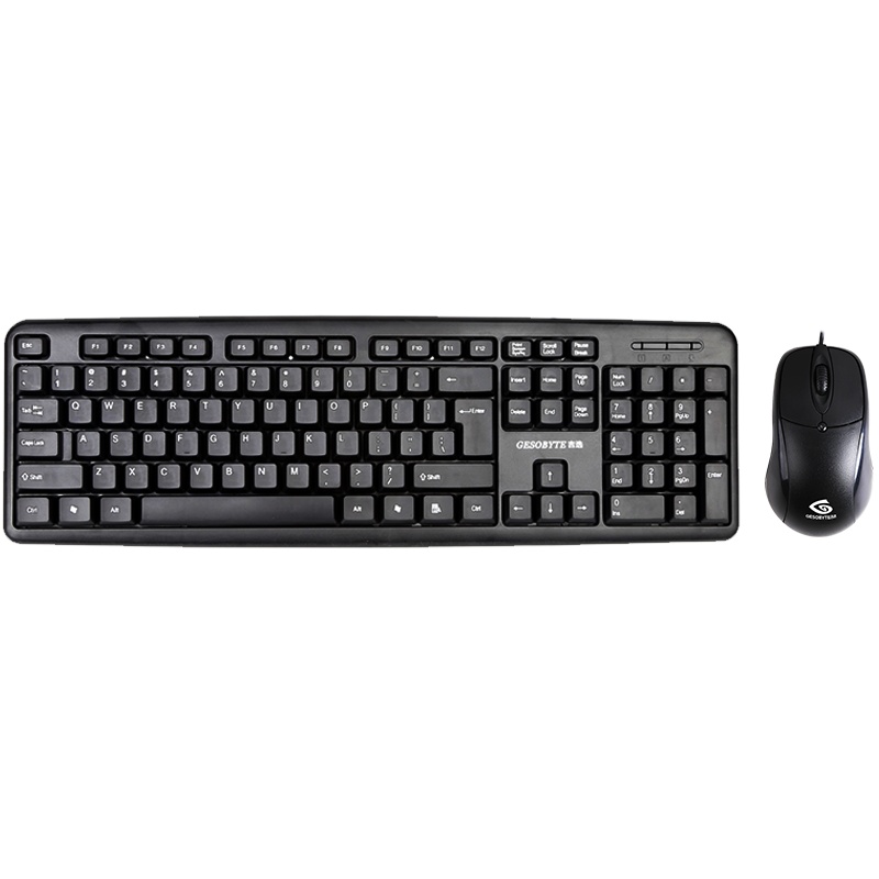 吉选(GESOBYTE)KM830UU有线键鼠套装 有线键盘鼠标套装 办公 低噪音 防泼溅 USB键盘 USB鼠标 黑色
