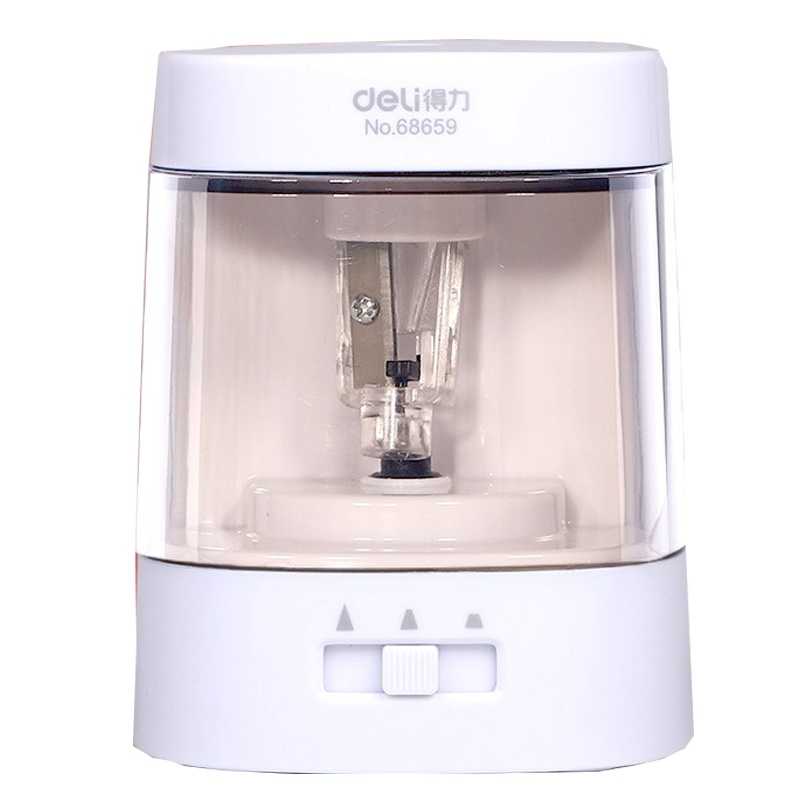 得力 (deli)68659电动卷笔机 学生铅笔削笔器 卡通卷笔刀 转笔刀 自动削笔机削笔刀 学生办公商务用品 白色