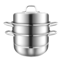康巴赫(KBH)锅具 中式蒸锅 304不锈钢 三层复底 上蒸下煮 28cm
