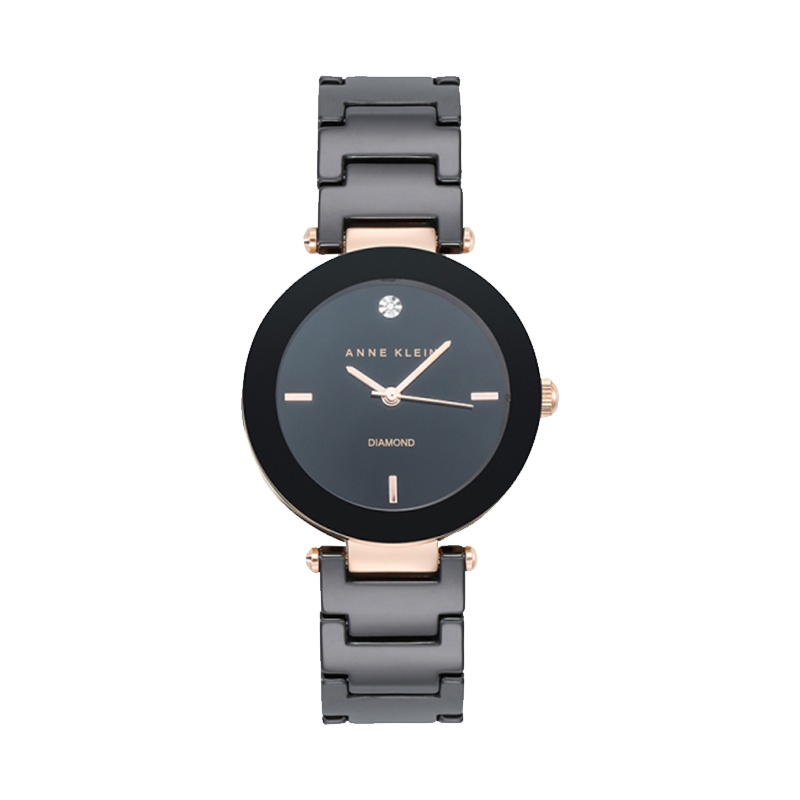 安妮克莱因（ANNE KLEIN）璀璨永恒系列时尚简约陶瓷表带镶钻表盘石英女表AK/1018RGBK