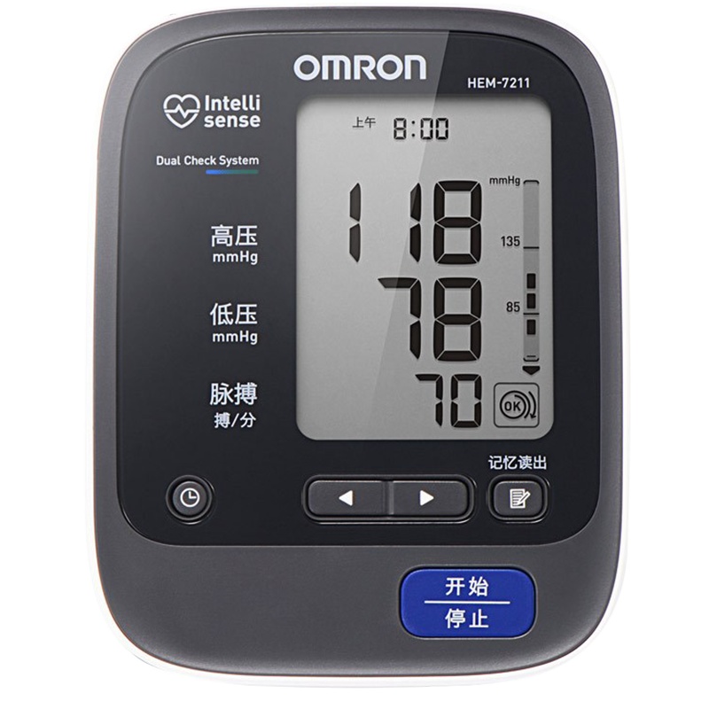 欧姆龙(OMRON)电子血压计 HEM-7211 日本原装进口全自动血压测量仪 家用上臂式测压仪 双重传感器