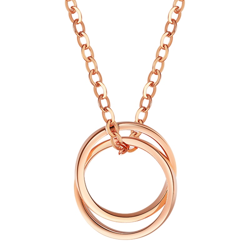 Ryual 18K金项链玫瑰金双圆环套链 彩金圆环锁骨项链 黄金女士项链女款送恋人计价款