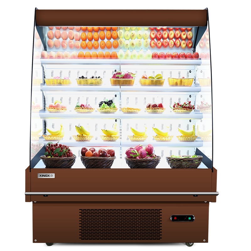 星星(XINGX) 620升 超市风幕柜 展示柜冰柜 保鲜柜 水果蔬菜冷藏柜 IVMC-1.5-10020WB(棕)