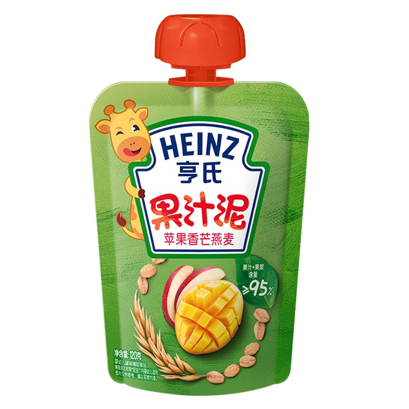 亨氏(Heinz)乐维滋燕麦果汁泥果泥-苹果香芒燕麦120g 亨氏果泥婴儿果泥吸吸乐 宝宝水果泥辅食宝宝营养零食果汁泥
