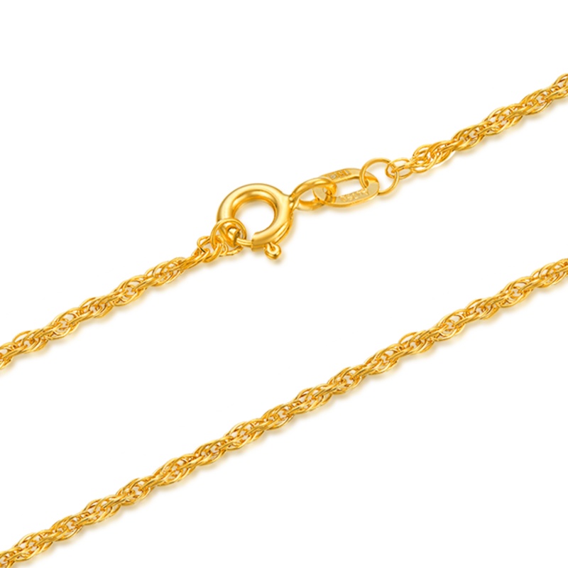 Ryual 18K金麻绳链K金麻花扭绳女士项链 黄金定价款 K黄水波链金锁骨链女款送恋人老婆