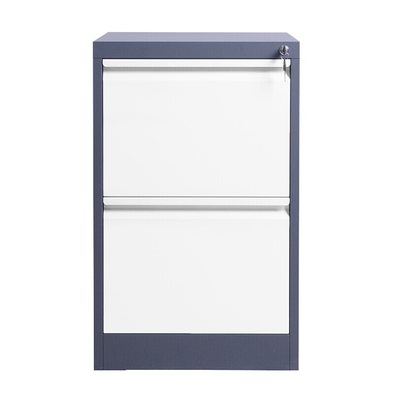 [一鹏]文件柜 卡箱A4挂劳文件柜 抽屉柜一字拉手灰白色二斗资料储物柜