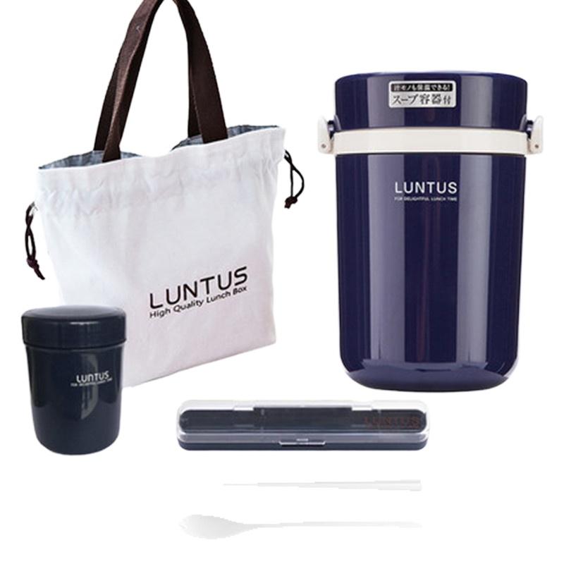 日本asvel超长保温饭盒多层便当盒1人不锈钢上班族便携蓝色套装保温桶