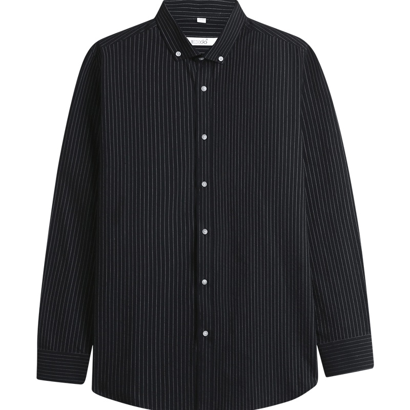 HODO红豆男装 男士长袖衬衫 男士商务休闲全棉条纹长袖衬衫男