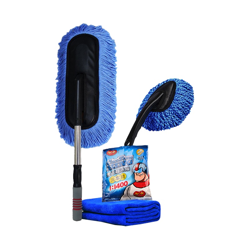 规格[洗车清洁4件套 大蜡拖+小蜡拖+小毛巾+洗车精]洗车新款蜡拖清洁用品刷子汽车掸子刷车拖把擦车扫灰除尘工具车