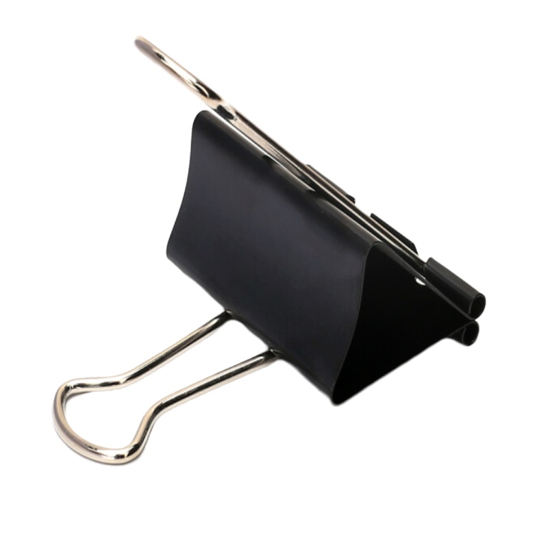 得力(deli)32mm黑色长尾票夹 金属票据夹燕尾夹铁夹子 (24只/盒)8563