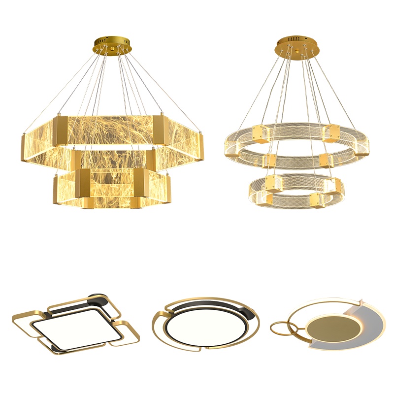 阿丹娜 全新设计新款北欧创意LED吊灯简约现代客厅灯亚克力欧式奢华吊灯温馨圆形卧室灯吸顶灯套餐组合