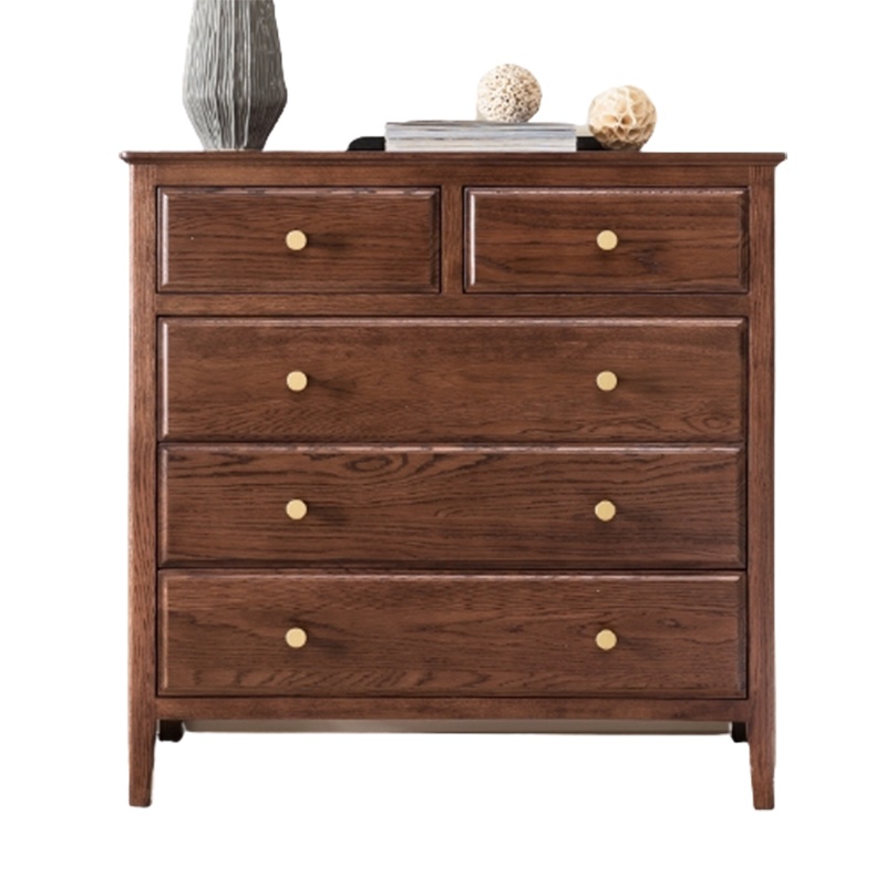 橡木宽五斗柜收纳柜美式五斗橱简约储物柜卧室家具