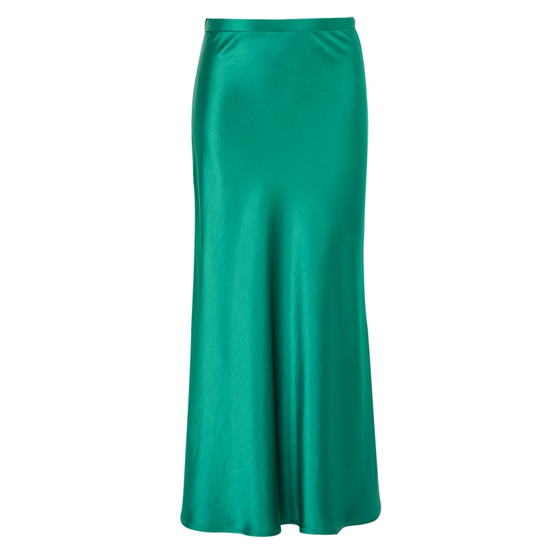 晚白2020夏季新品时尚通勤淑女百搭简约纯色高腰长裙A字半身裙女