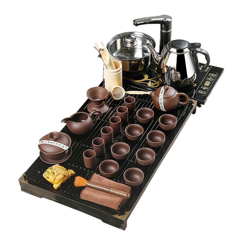 金镶玉 功夫茶具套装茶壶茶杯泡茶炉整套 幽雅紫砂